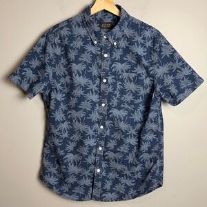 Jachs NY Short Sleeve Shirt Mens Medium Button Down 100% Cotton Palm Tree Casual
